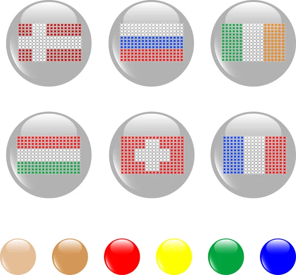 国旗欧洲图标光泽按钮 — 图库矢量图片