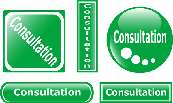 Комплект консультаций по зеленой кнопке — стоковый вектор