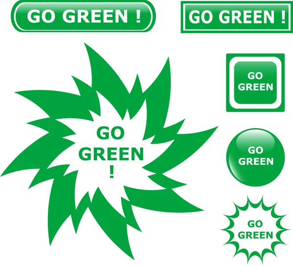 Botón ir iconos verdes — Vector de stock