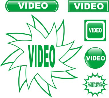 Button VIDEO glossy web icons set clipart