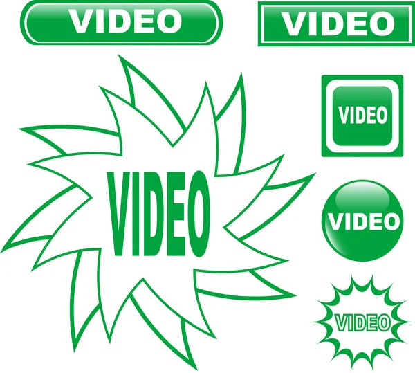 Pulsante VIDEO set icone web lucido — Vettoriale Stock