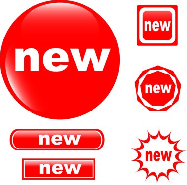 NEW button web glossy icon clipart
