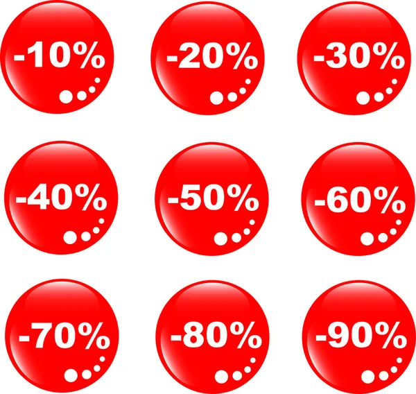 Etiqueta de descuento botón web icono de vidrio — Vector de stock