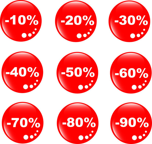 Discount label button web glass icon