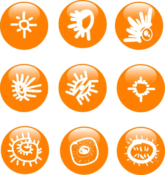 Conjunto de iconos botón brillante sol — Stockvector