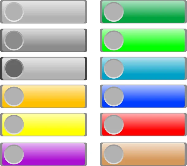 Conjunto de botões coloridos retangulares brilhantes — Vetor de Stock