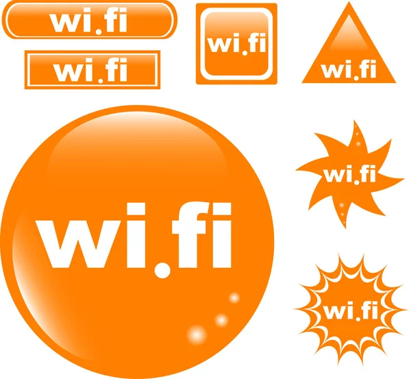 Wi Fi button set glossy icon — Stock Vector