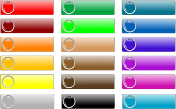 Set di pulsanti web vuoti lucidi colorati — Vettoriale Stock