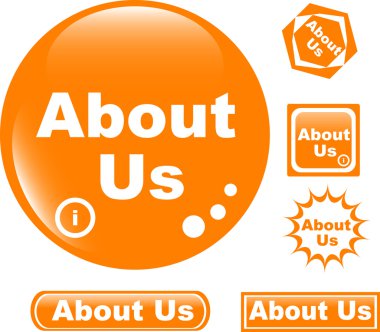 Button about us colored glossy icon clipart