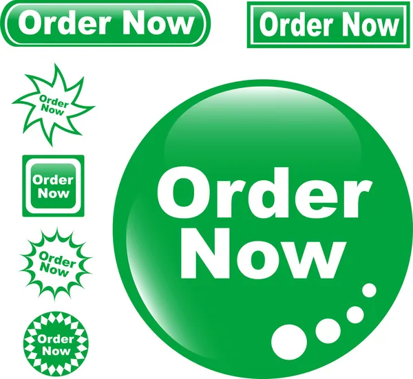 Definir botão verde ORDEM AGORA brilhante —  Vetores de Stock