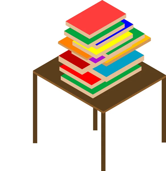 Kahverengi masa üzerine kitaplar — Stok Vektör