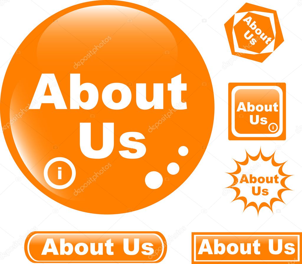 Button about us colored glossy icon