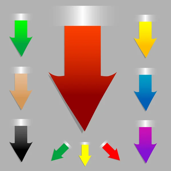 Flèche vectorielle définie comme tags. Stickers en couleur — Image vectorielle