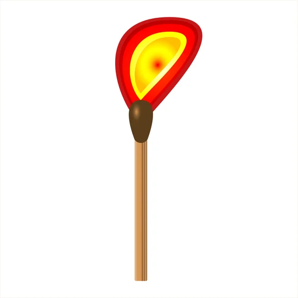 Bâton de match brûlant sur fond blanc — Image vectorielle
