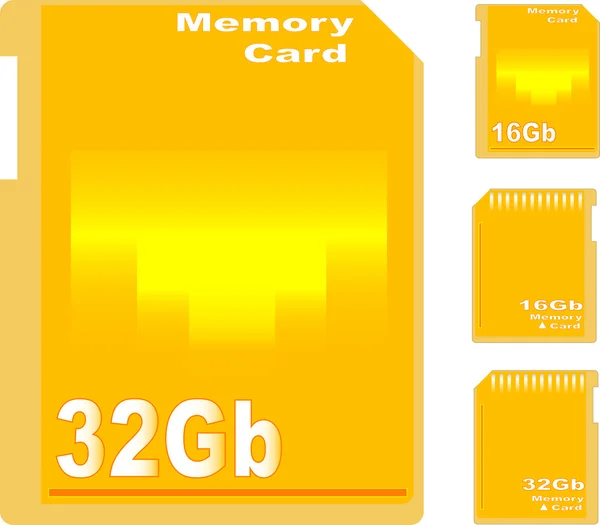 Conjunto de tarjeta de memoria dorada aislada — Vector de stock