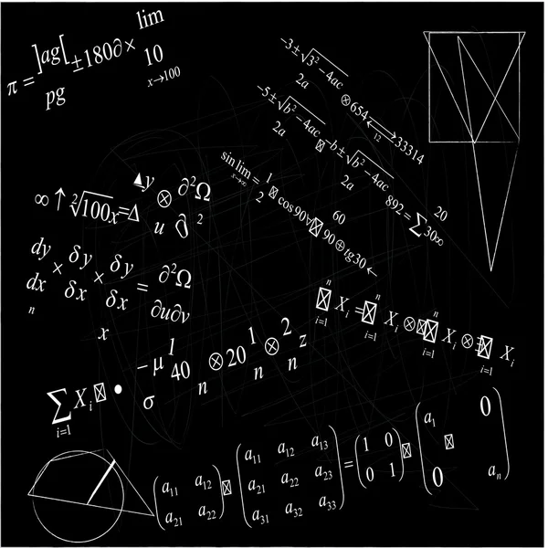 stock vector Close up of math formulas on blackboard