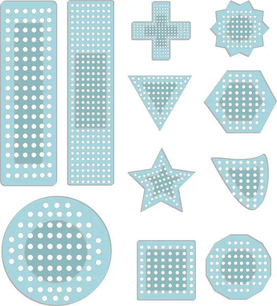 A collection bandaid icons in various shapes sizes — Stock Vector