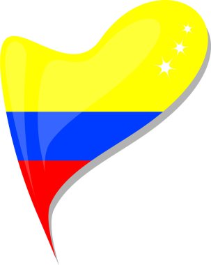 Colombia flag button heart shape. vector clipart