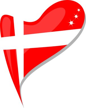 Denmark in heart. Icon of denmark national flag. vector clipart