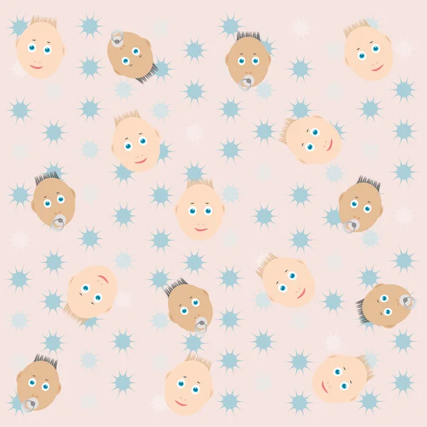Smile babies with pacifier greeting background — Stock Vector