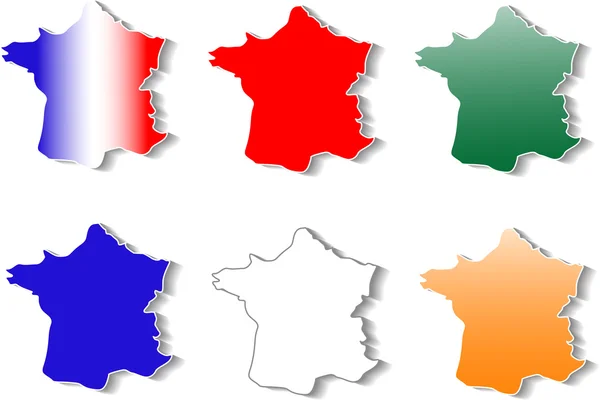 Forma de França conjunto de adesivos mapa — Vetor de Stock