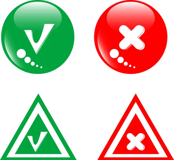 Groene knop accepteren en rode afkeuren — Stockvector