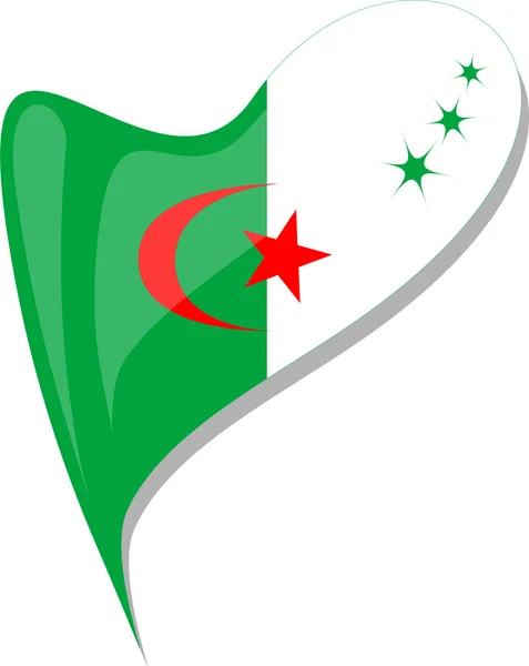 Algeriet i hjärtat. Algeriet flaggan ikon. vektor — Stock vektor