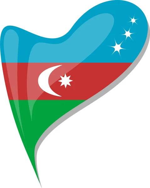 Botón bandera de Azerbaiyán en forma de corazón. vector — Archivo Imágenes Vectoriales