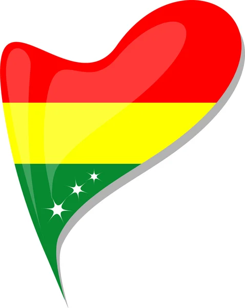 Bolivia vlag knop hart vorm. vector — Stockvector