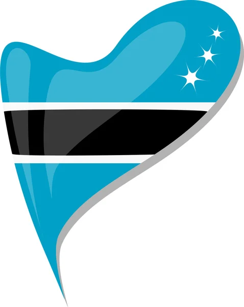 Botsuana no coração. Ícone da bandeira nacional do Botsuana. vetor — Vetor de Stock