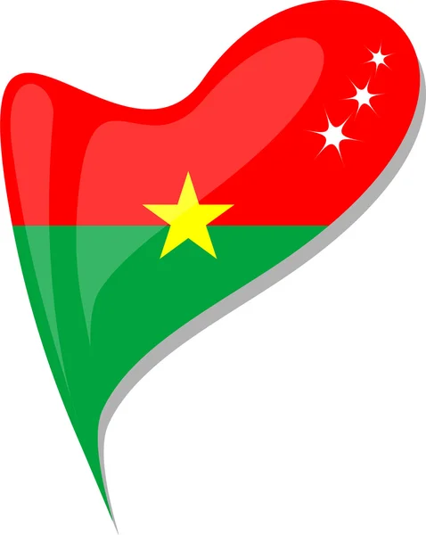 Burkina faso in hart. pictogram van de vlag van burkina faso — Stockvector