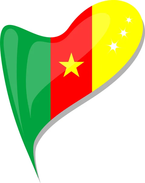 Camerun în inimă. Icoana steagului național al Camerunului. vector — Vector de stoc