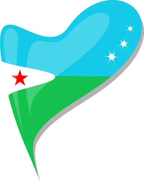 ジブチの心。ジブチの国旗のアイコン。ベクトル — ストックベクタ