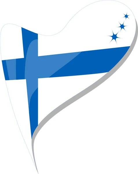 Φινλανδία στην καρδιά. εικονίδιο της εθνικής σημαίας της Φινλανδίας. διάνυσμα — Διανυσματικό Αρχείο