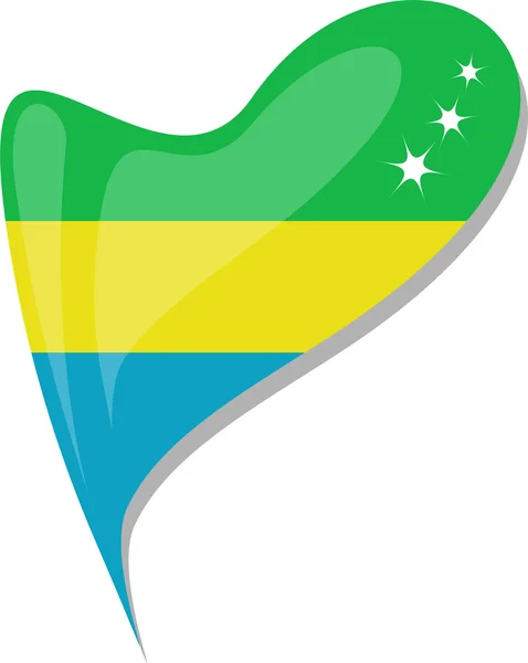 Gabon nel cuore. Icona della bandiera nazionale del Gabon. vettore — Vettoriale Stock