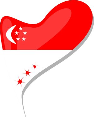 Singapur bayrağı düğmesi kalp şekli. vektör
