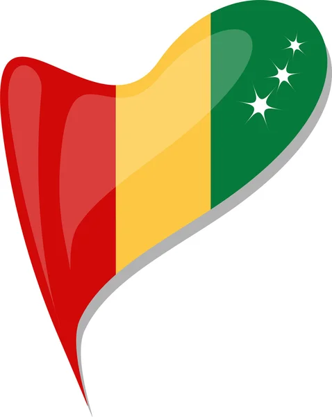 Γουινέα στην καρδιά. εικονίδιο της εθνικής σημαίας της Γουινέας. διάνυσμα — Διανυσματικό Αρχείο