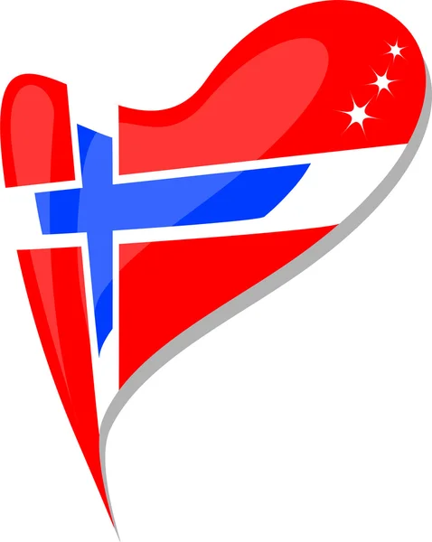 Norwegia w sercu. ikona flagi narodowej w Norwegii. wektor — Wektor stockowy