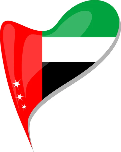 アラブ首長国連邦の国旗ハート形をボタンします。ベクトル — ストックベクタ