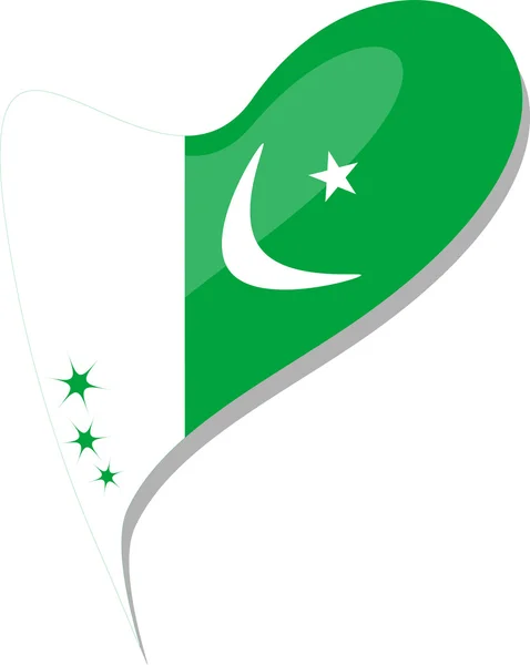 Pakistán botón de bandera en forma de corazón. vector — Archivo Imágenes Vectoriales