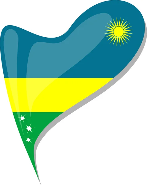 Ruanda de coração. Ícone da bandeira nacional do Ruanda. vetor — Vetor de Stock