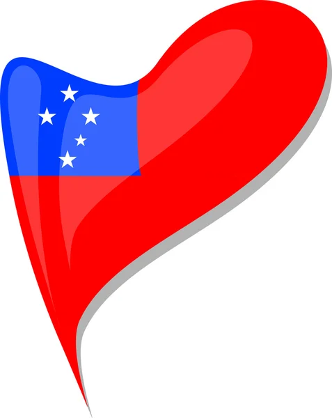 Samoa bandeira botão forma do coração. vetor — Vetor de Stock