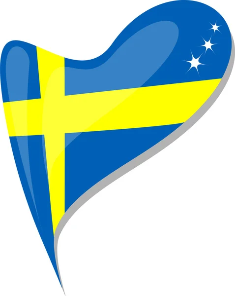 Švédsko v srdci. ikona Švédska státní vlajky. vektor — Stockový vektor