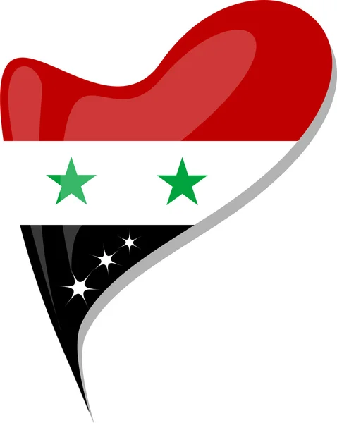 Síria bandeira botão forma do coração. vetor — Vetor de Stock