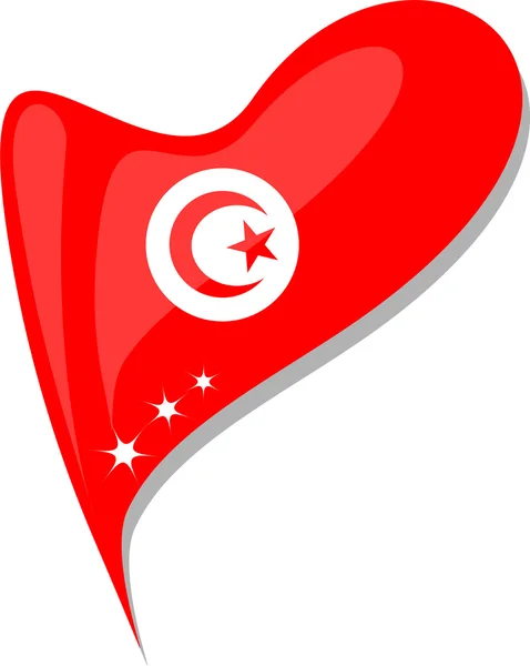 Tunísia de coração. Ícone da bandeira nacional da Tunisia. vetor — Vetor de Stock