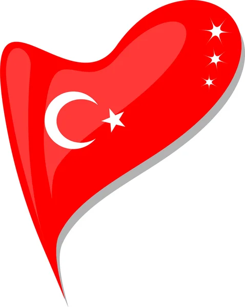 Turecko v srdci. ikona Turecko státní vlajky. vektor — Stockový vektor