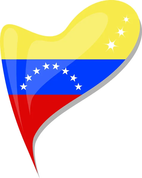 베네수엘라 국기 버튼 심장 모양입니다. 벡터 — 스톡 벡터