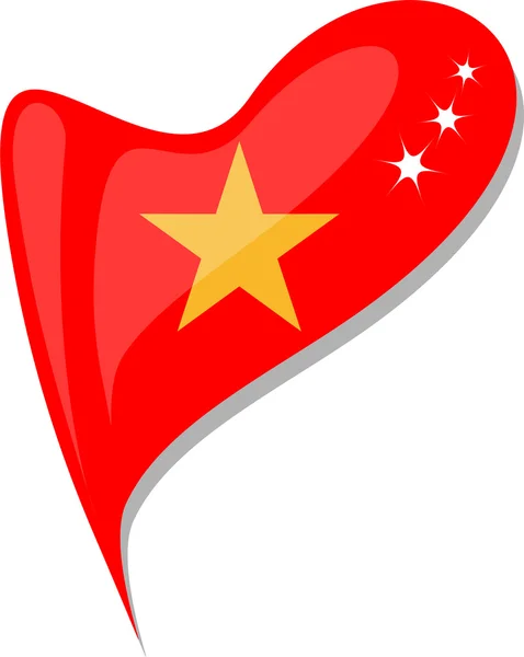Vietnam vlag knop hart vorm. vector — Stockvector