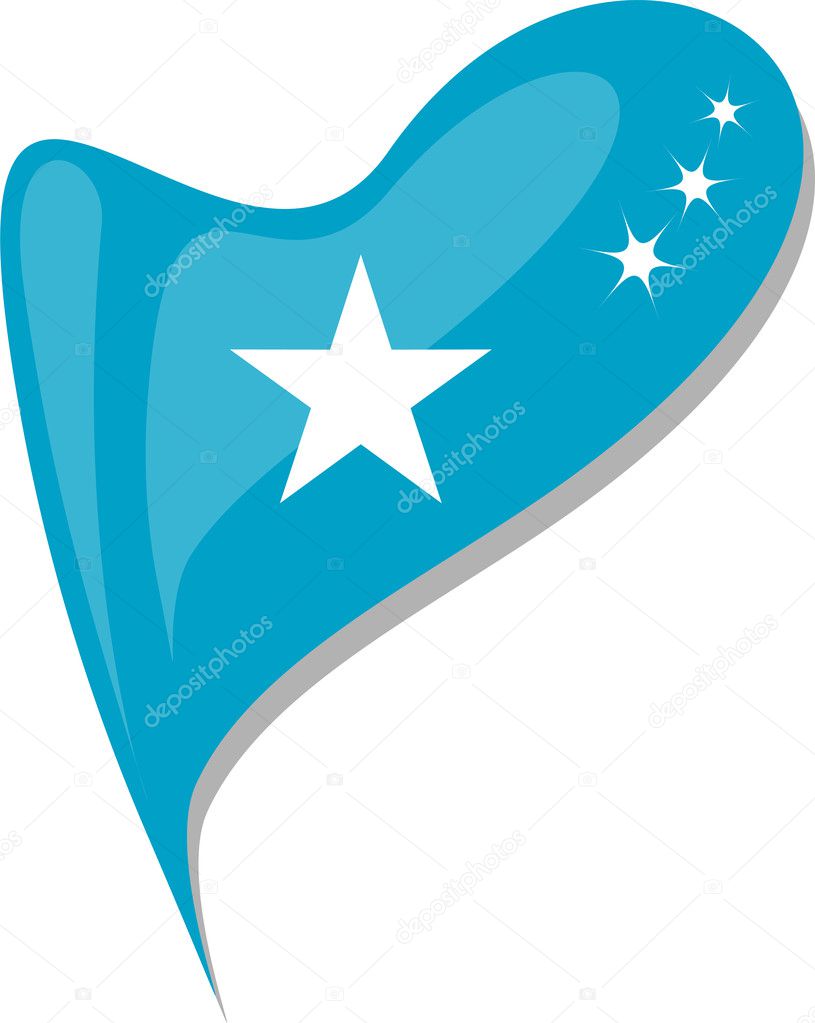 Somali in heart. Icon of somali national flag. vector