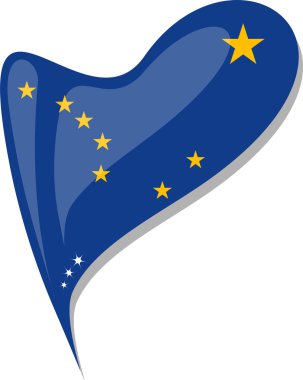 Alaska flag button heart shape. vector clipart